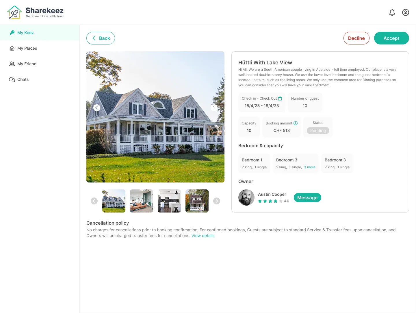 Friendkeez - Desktop app interface