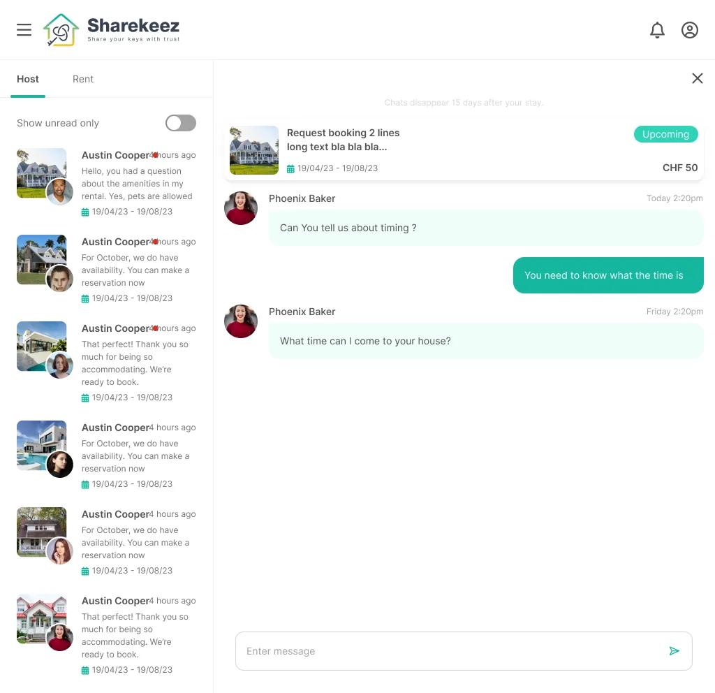 Friendkeez - Tablet app chat interface