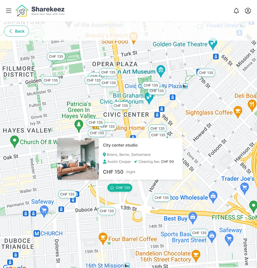 Friendkeez - Map interface